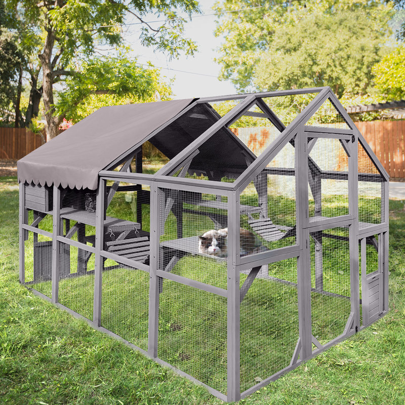 Aivituvin Cat Run Large Cat Enclosure Wooden Cat Catio Outdoor Kitty